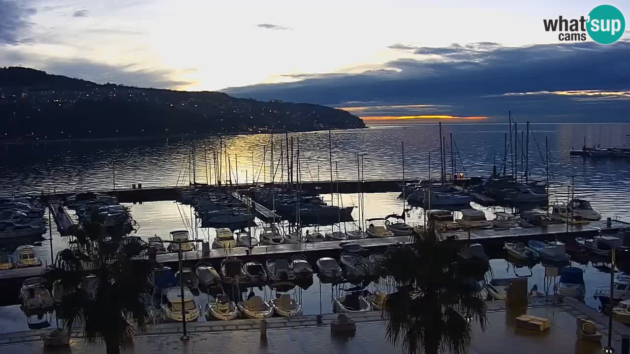 Webcam Koper – Panorama des Jachthafens und der Promenade vom Hotel Grand Koper