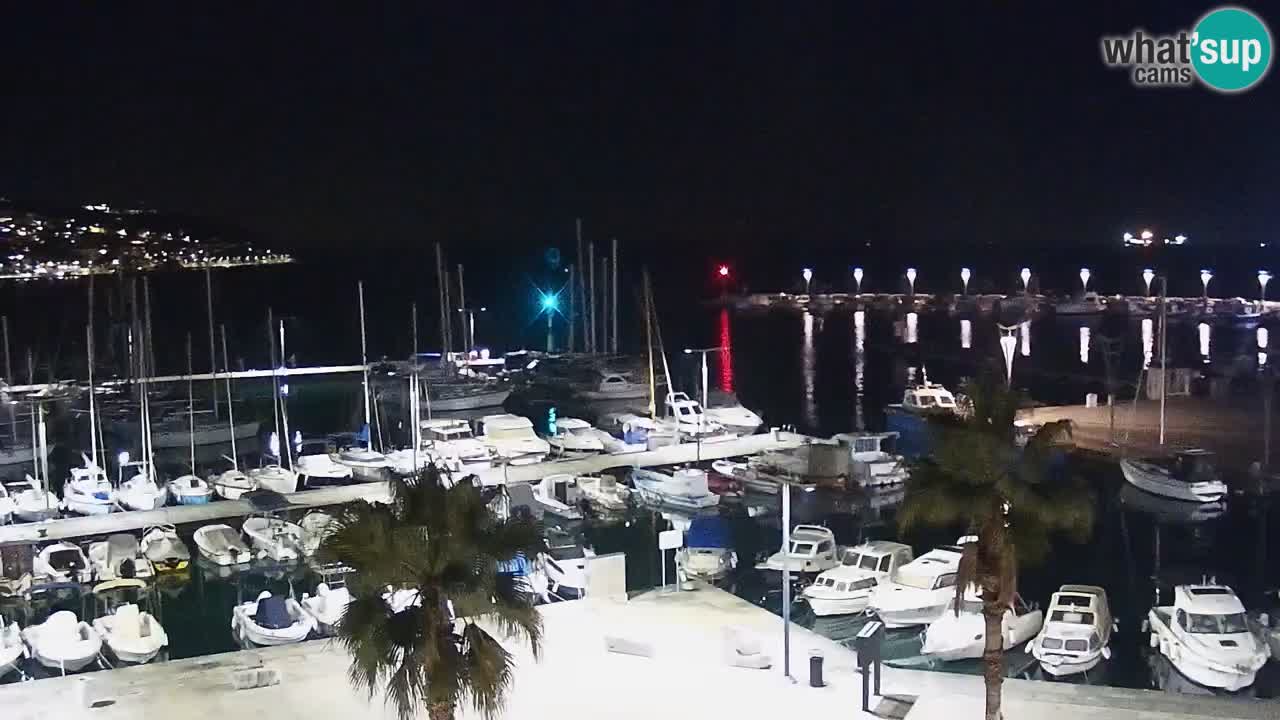 Webcam Koper – Panorama des Jachthafens und der Promenade vom Hotel Grand Koper