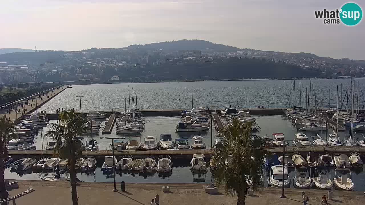 Webcam Koper – Panorama des Jachthafens und der Promenade vom Hotel Grand Koper