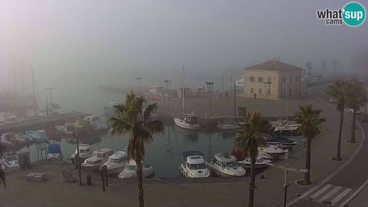 Webcam Koper – Panorama des Jachthafens und der Promenade vom Hotel Grand Koper