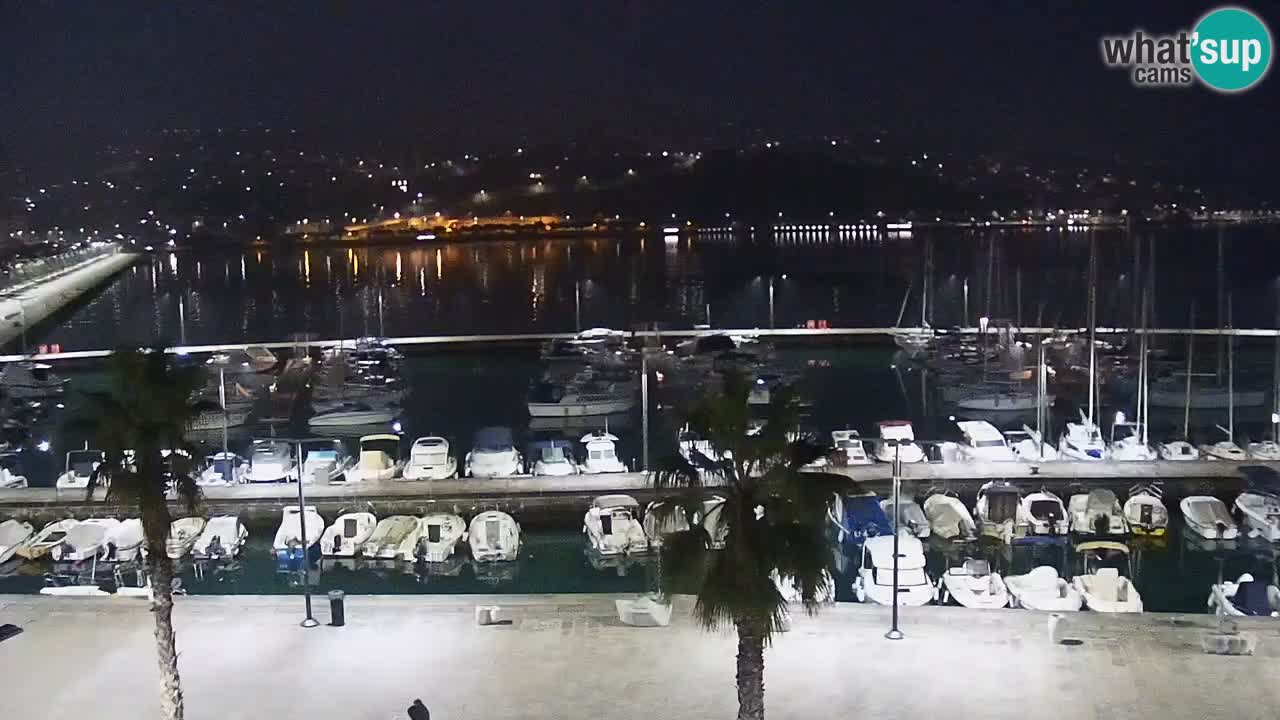 Webcam Koper – Panorama des Jachthafens und der Promenade vom Hotel Grand Koper