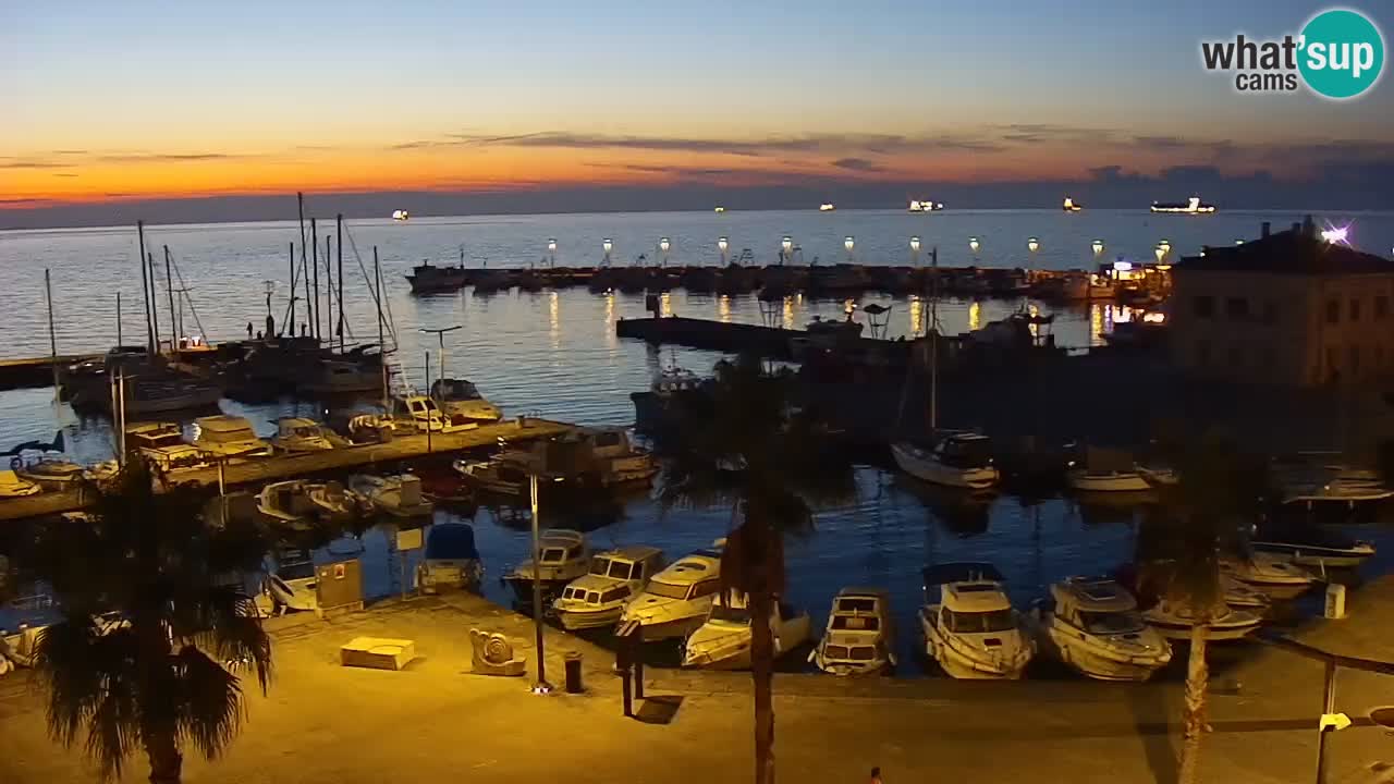 Webcam Koper – Panorama de la marina et de la promenade depuis le Grand Hotel Koper