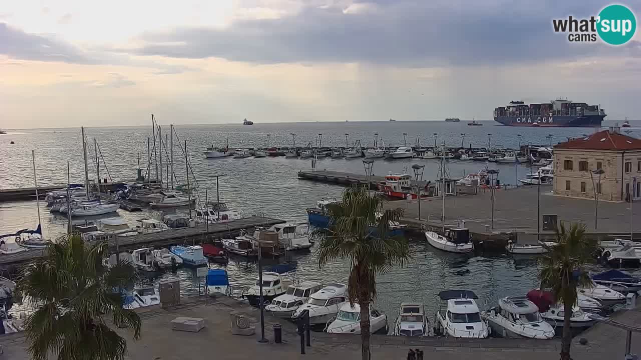 Webcam Koper – Panorama of the marina and promenade from the Grand Hotel Koper