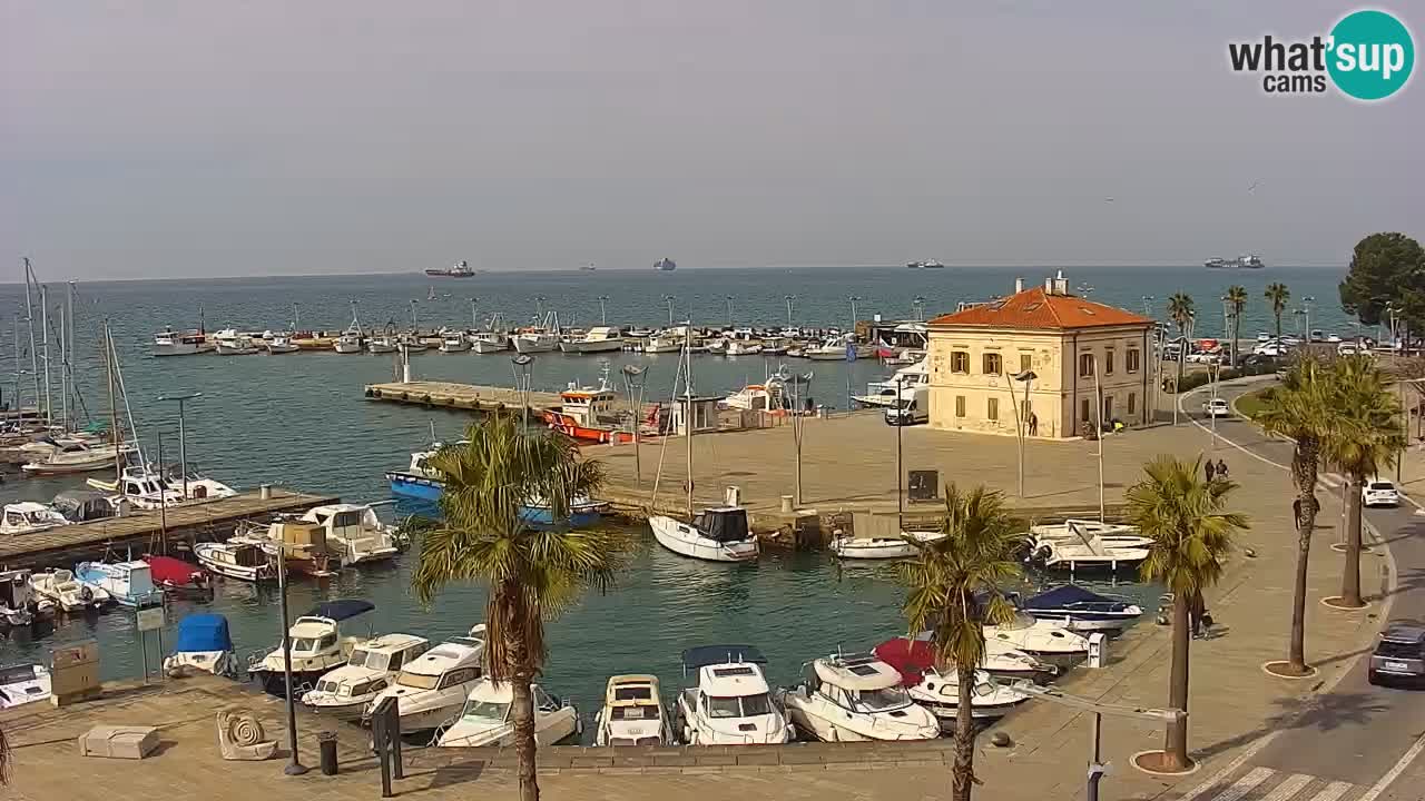 Webcam Koper – Panorama of the marina and promenade from the Grand Hotel Koper
