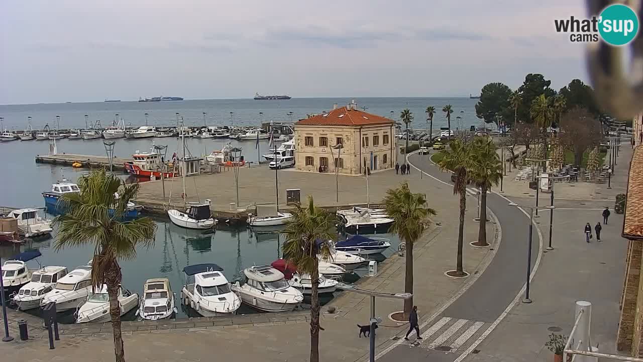 Webcam Koper – Panorama of the marina and promenade from the Grand Hotel Koper