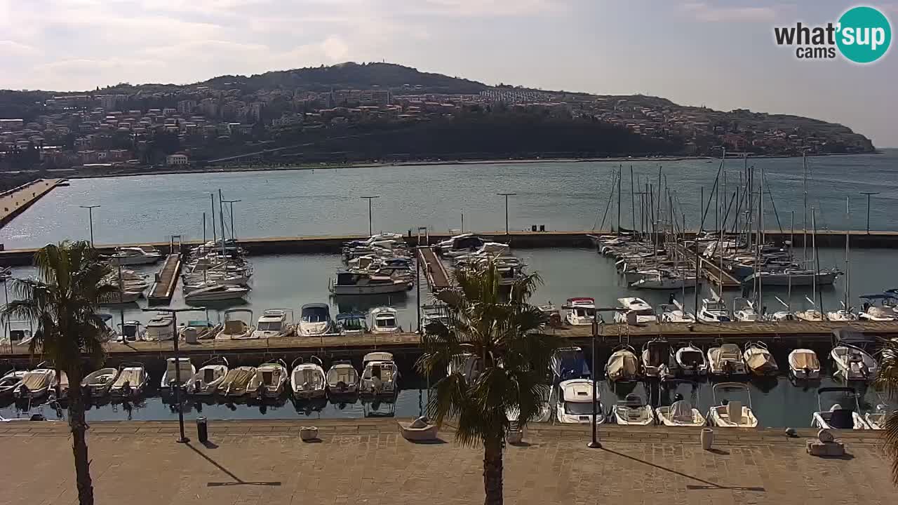 Webcam Koper – Panorama des Jachthafens und der Promenade vom Hotel Grand Koper