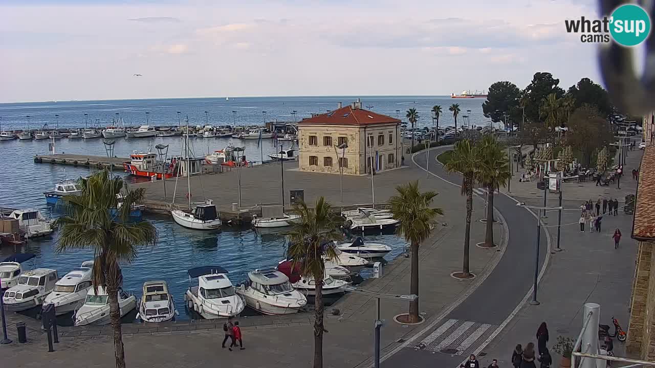 Webcam Koper – Panorama of the marina and promenade from the Grand Hotel Koper