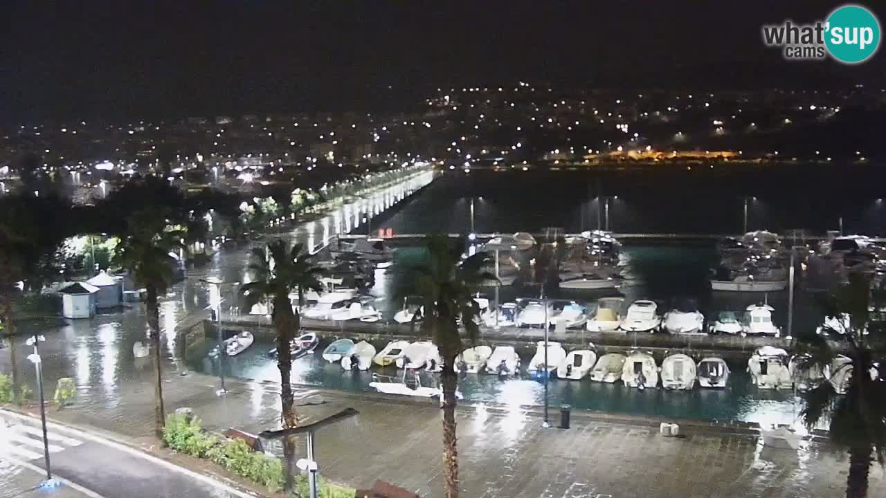Webcam Koper – Panorama des Jachthafens und der Promenade vom Hotel Grand Koper