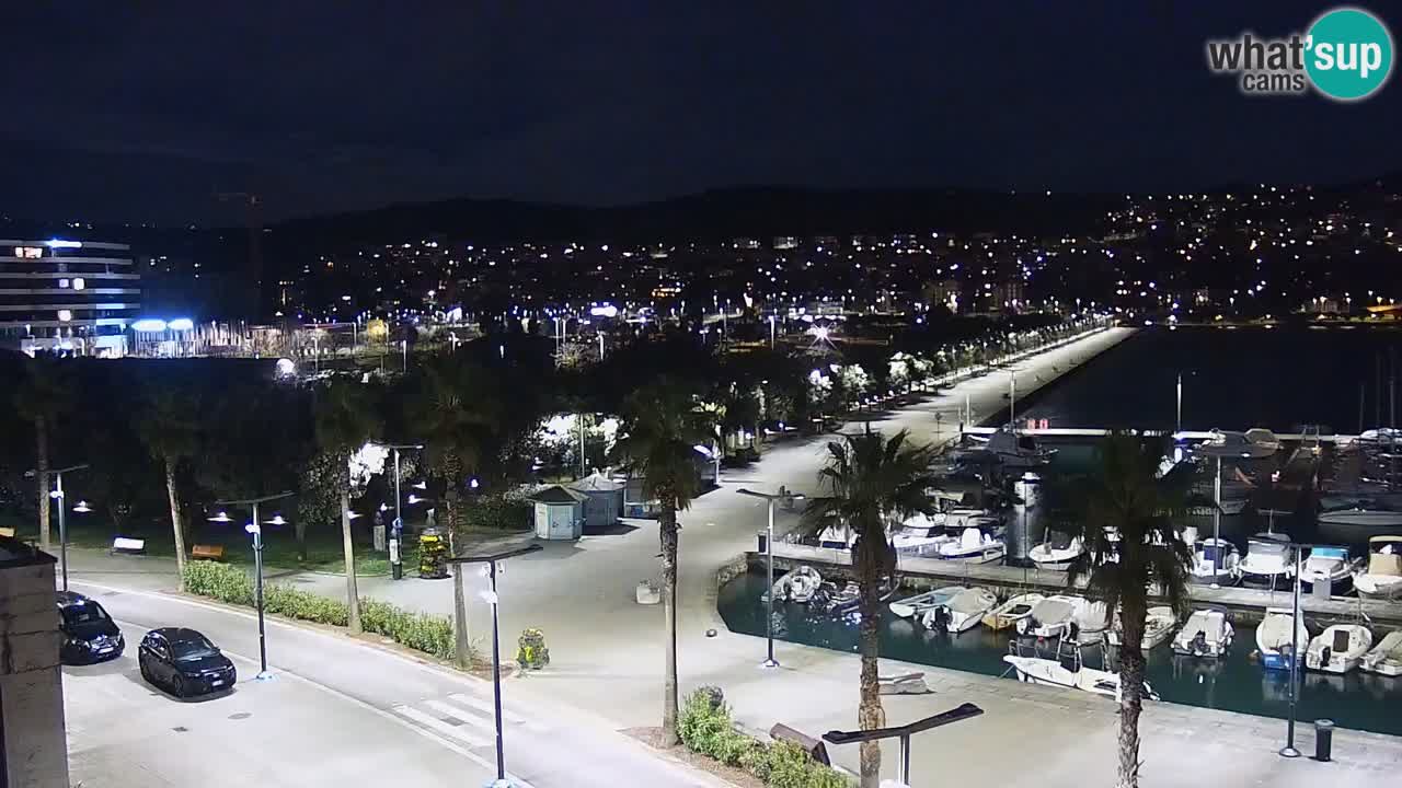 Webcam Koper – Panorama des Jachthafens und der Promenade vom Hotel Grand Koper
