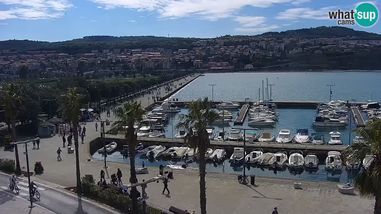 Webcam Koper – Panorama des Jachthafens und der Promenade vom Hotel Grand Koper