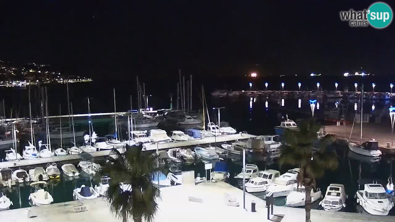 Webcam Koper – Panorama des Jachthafens und der Promenade vom Hotel Grand Koper