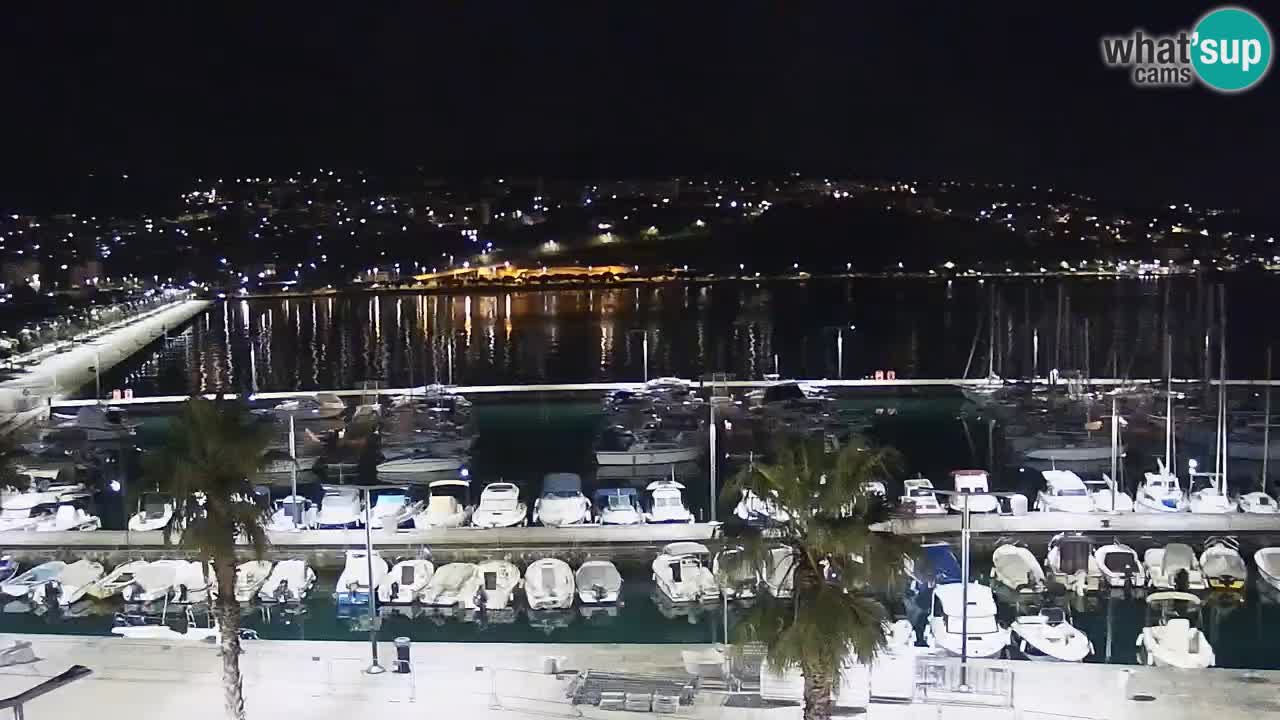 Webcam Koper – Panorama des Jachthafens und der Promenade vom Hotel Grand Koper