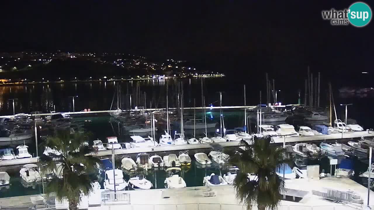 Webcam Koper – Panorama des Jachthafens und der Promenade vom Hotel Grand Koper