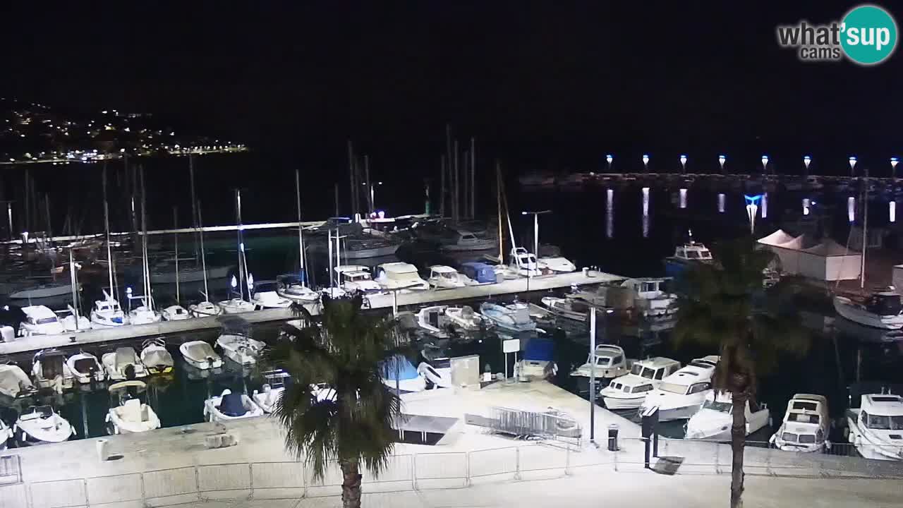 Webcam Koper – Panorama des Jachthafens und der Promenade vom Hotel Grand Koper