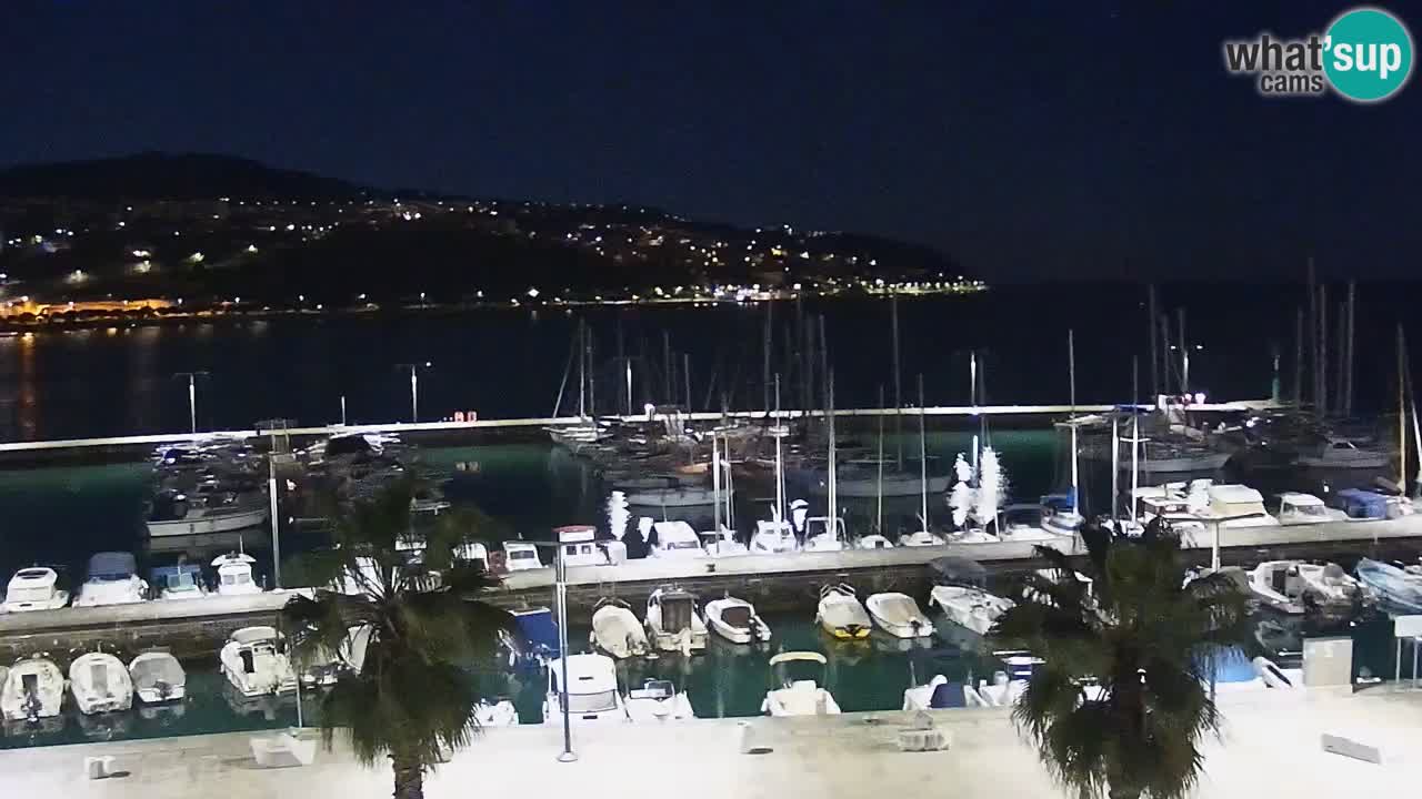 Webcam Koper – Panorama des Jachthafens und der Promenade vom Hotel Grand Koper