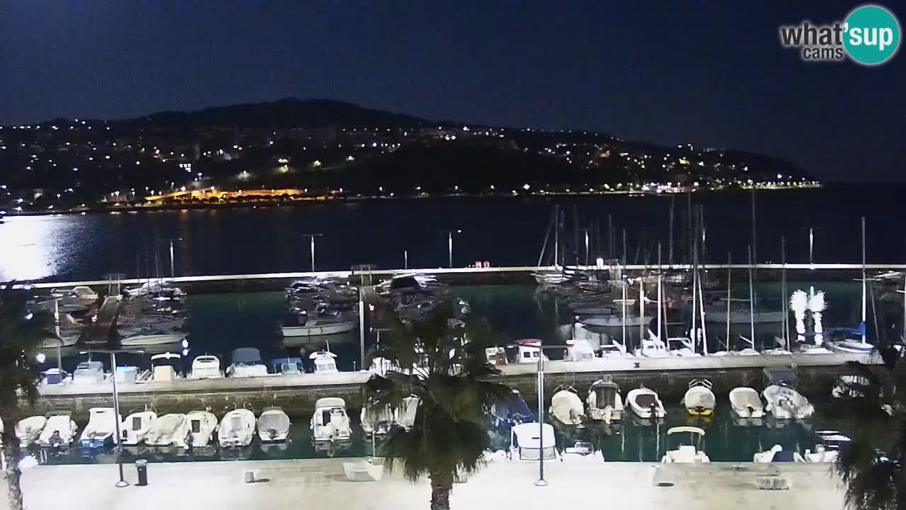 Webcam Koper – Panorama des Jachthafens und der Promenade vom Hotel Grand Koper
