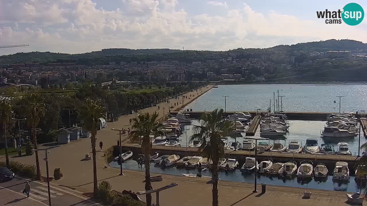 Webcam Koper – Panorama of the marina and promenade from the Grand Hotel Koper
