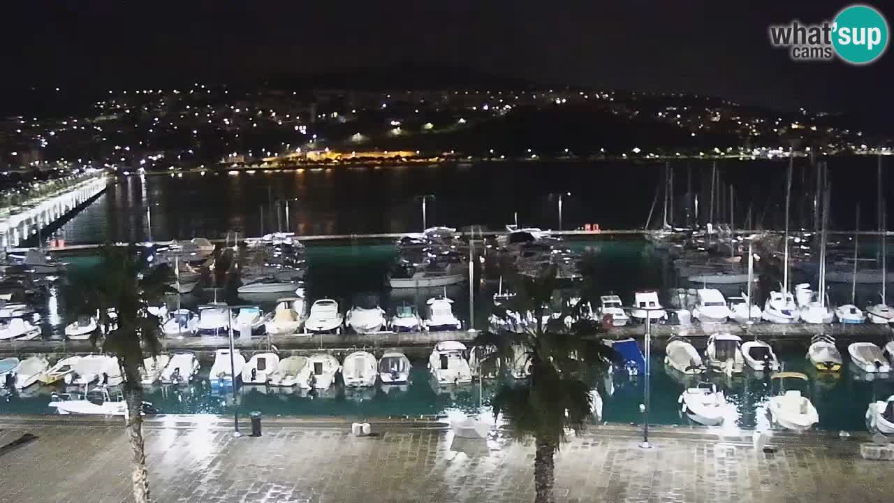 Webcam Koper – Panorama des Jachthafens und der Promenade vom Hotel Grand Koper