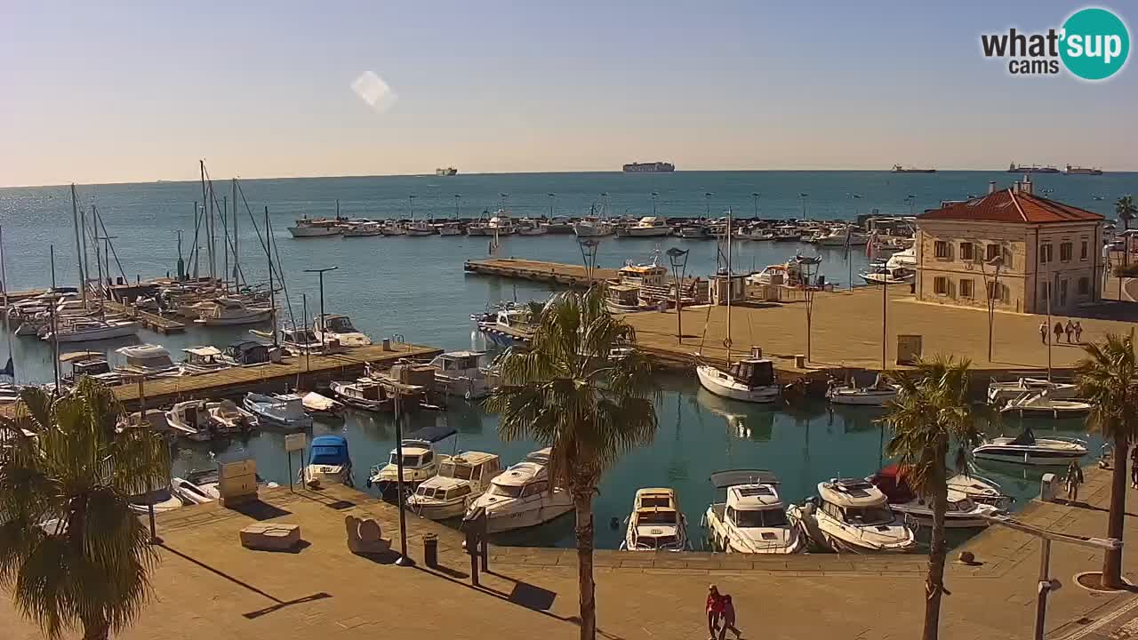 Webcam Koper – Panorama des Jachthafens und der Promenade vom Hotel Grand Koper