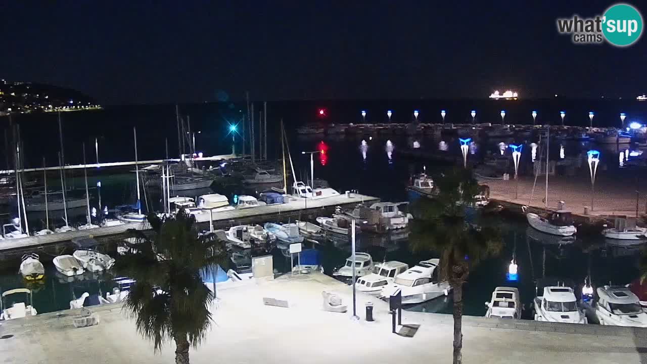 Webcam Koper – Panorama des Jachthafens und der Promenade vom Hotel Grand Koper