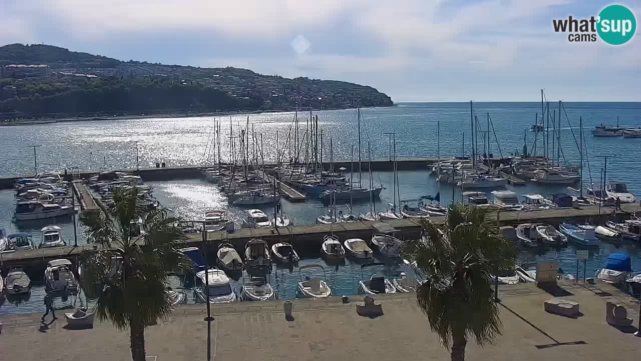 Webcam Koper – Panorama of the marina and promenade from the Grand Hotel Koper