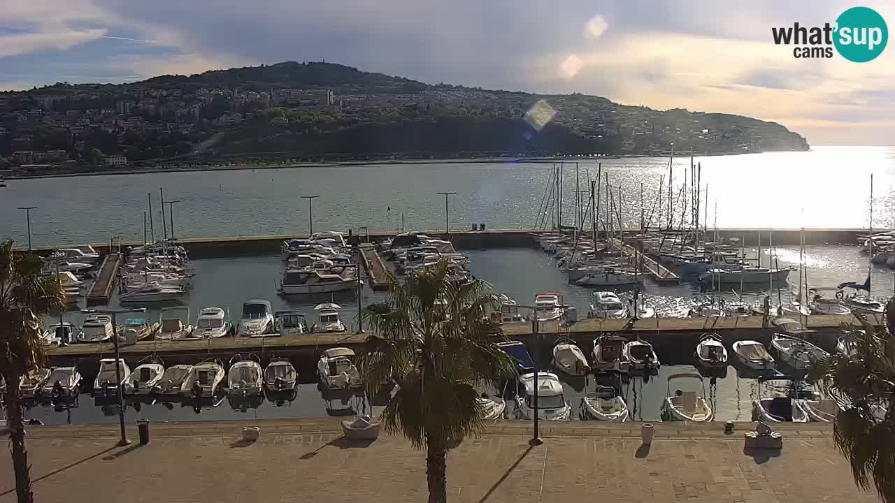 Webcam Koper – Panorama of the marina and promenade from the Grand Hotel Koper