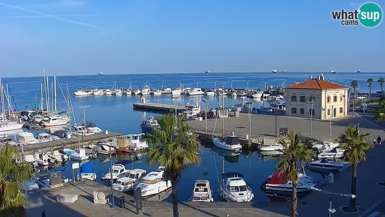 Webcam Koper – Panorama of the marina and promenade from the Grand Hotel Koper