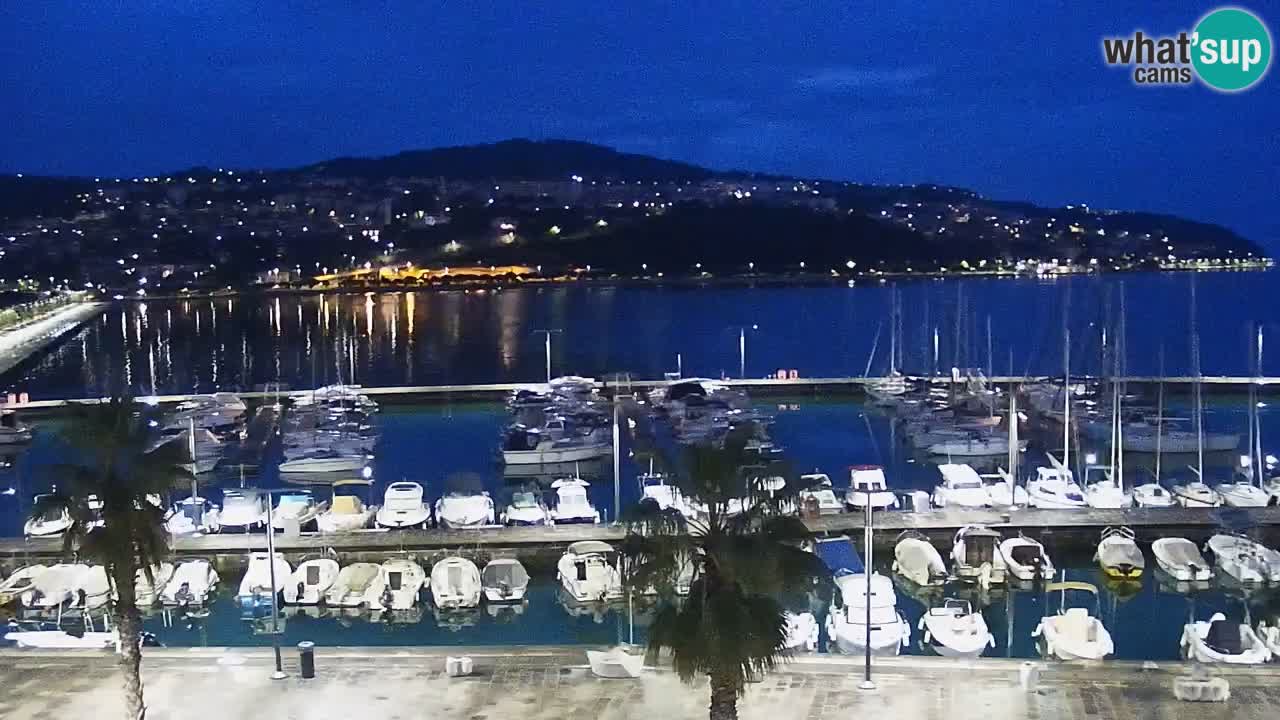 Webcam Koper – Panorama des Jachthafens und der Promenade vom Hotel Grand Koper