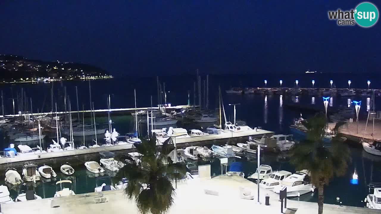 Webcam Koper – Panorama des Jachthafens und der Promenade vom Hotel Grand Koper