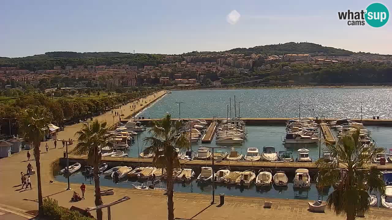 Webcam Koper – Panorama of the marina and promenade from the Grand Hotel Koper
