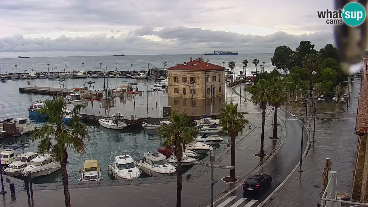 Webcam Koper – Panorama of the marina and promenade from the Grand Hotel Koper