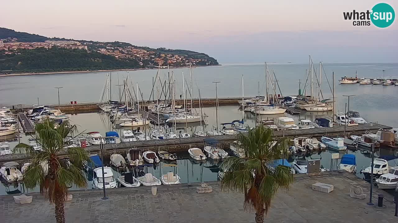 Webcam Koper – Panorama of the marina and promenade from the Grand Hotel Koper