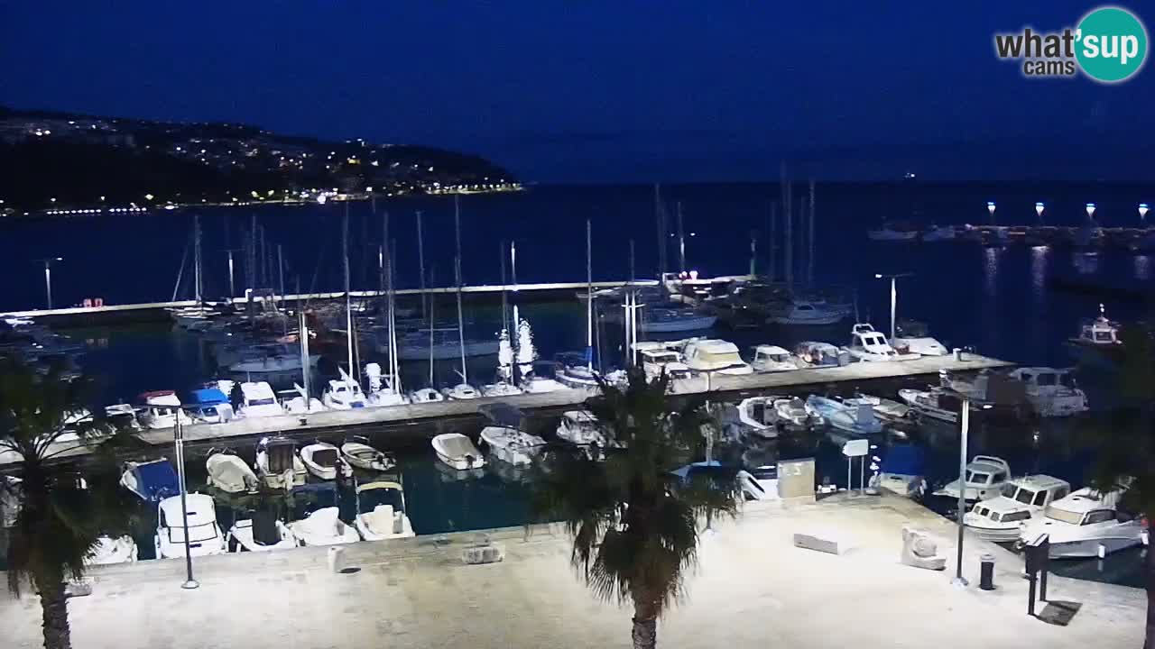 Webcam Koper – Panorama des Jachthafens und der Promenade vom Hotel Grand Koper