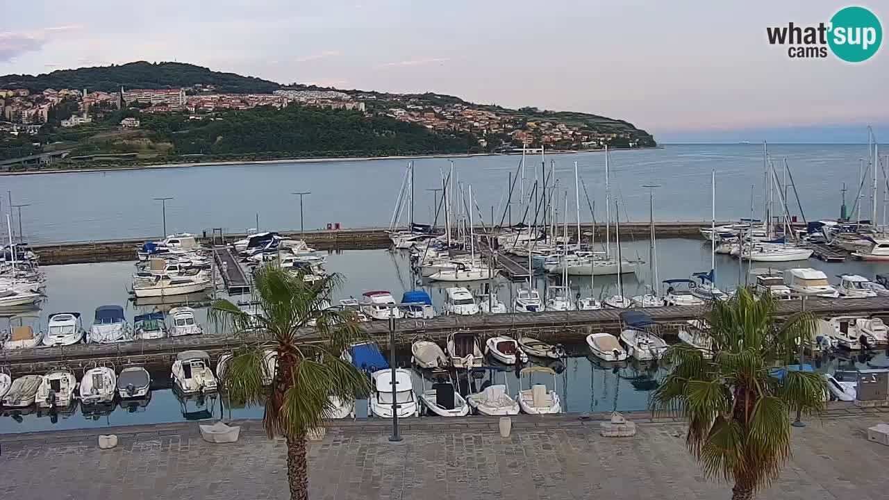 Webcam Koper – Panorama des Jachthafens und der Promenade vom Hotel Grand Koper