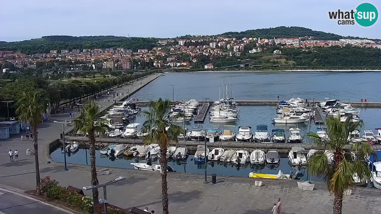 Webcam Koper – Panorama of the marina and promenade from the Grand Hotel Koper