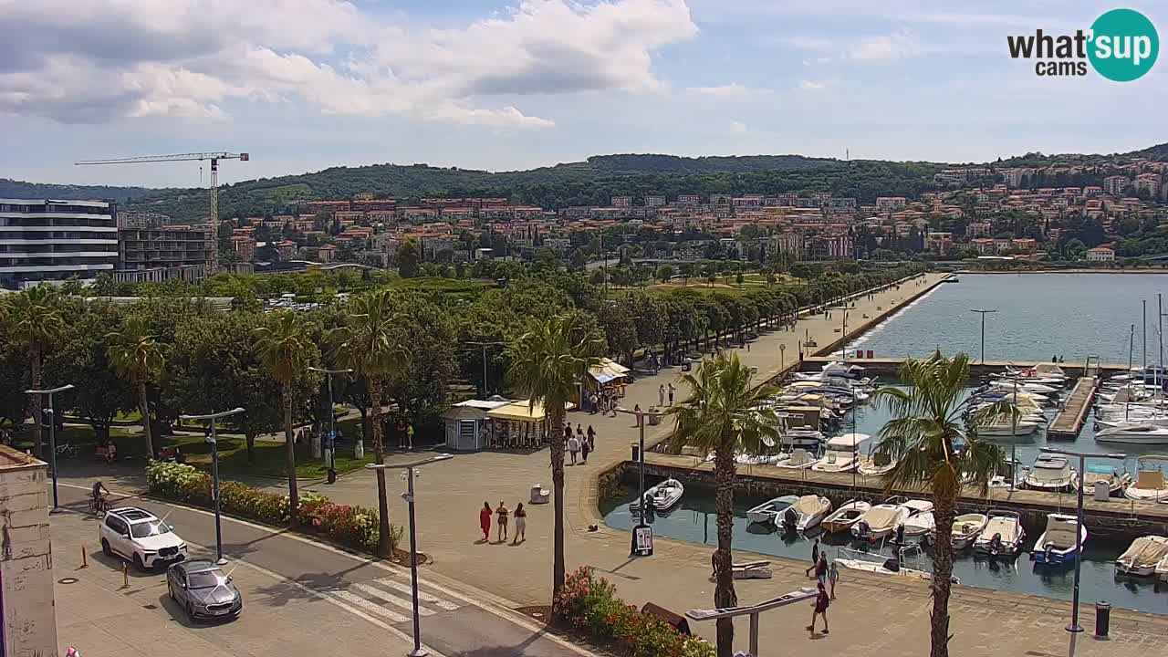 Webcam Koper – Panorama of the marina and promenade from the Grand Hotel Koper