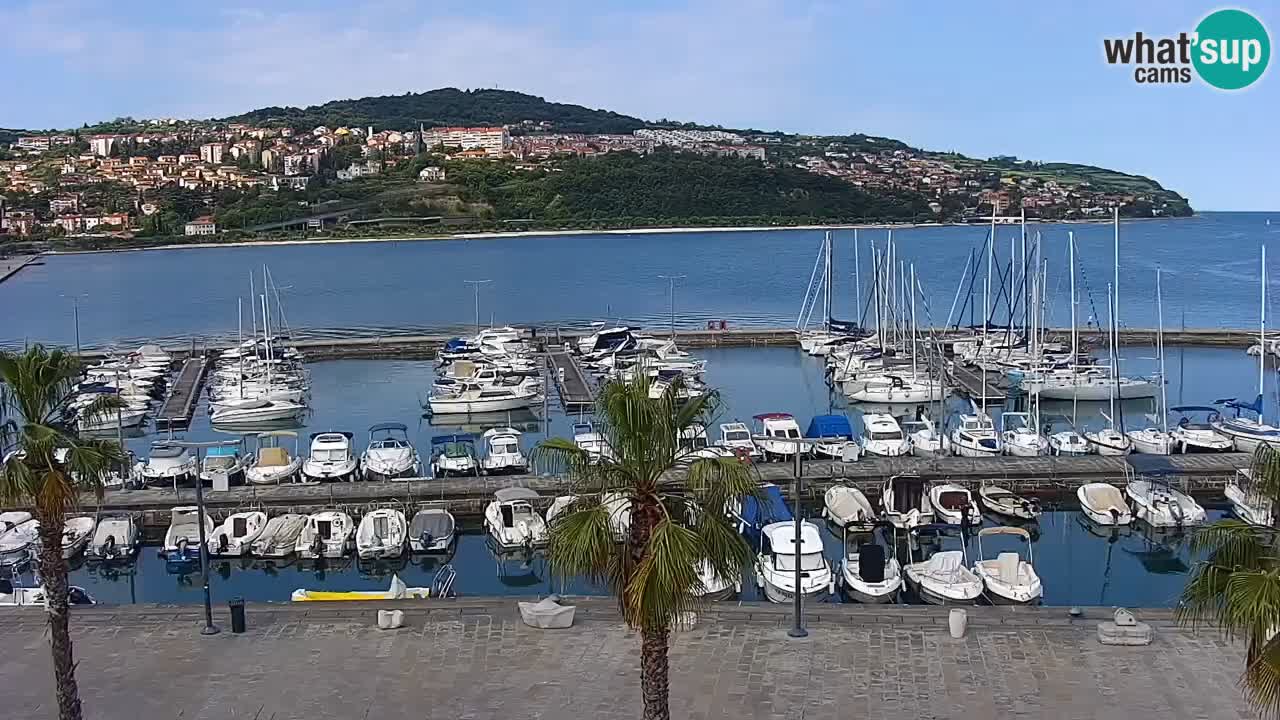 Webcam Koper – Panorama des Jachthafens und der Promenade vom Hotel Grand Koper