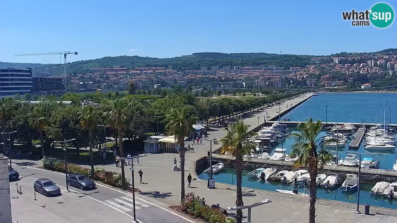 Webcam Koper – Panorama of the marina and promenade from the Grand Hotel Koper