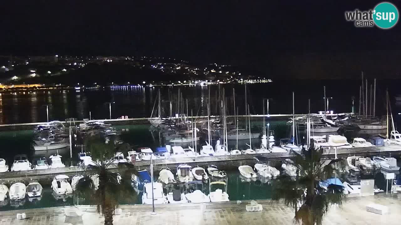 Webcam Koper – Panorama des Jachthafens und der Promenade vom Hotel Grand Koper