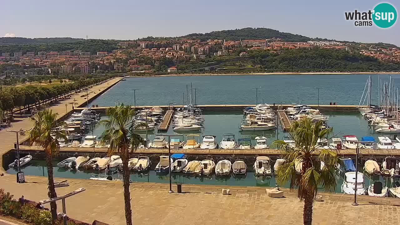 Webcam Koper – Panorama of the marina and promenade from the Grand Hotel Koper