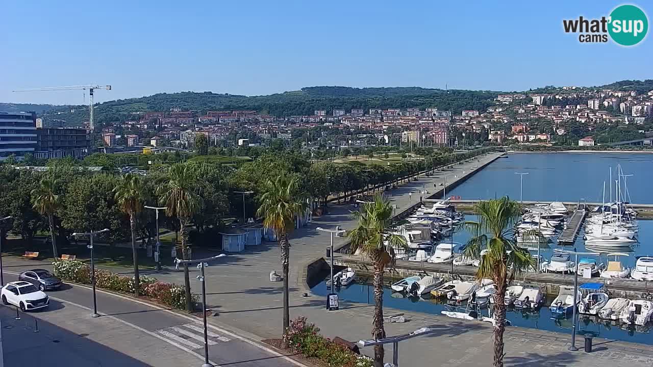 Webcam Koper – Panorama of the marina and promenade from the Grand Hotel Koper