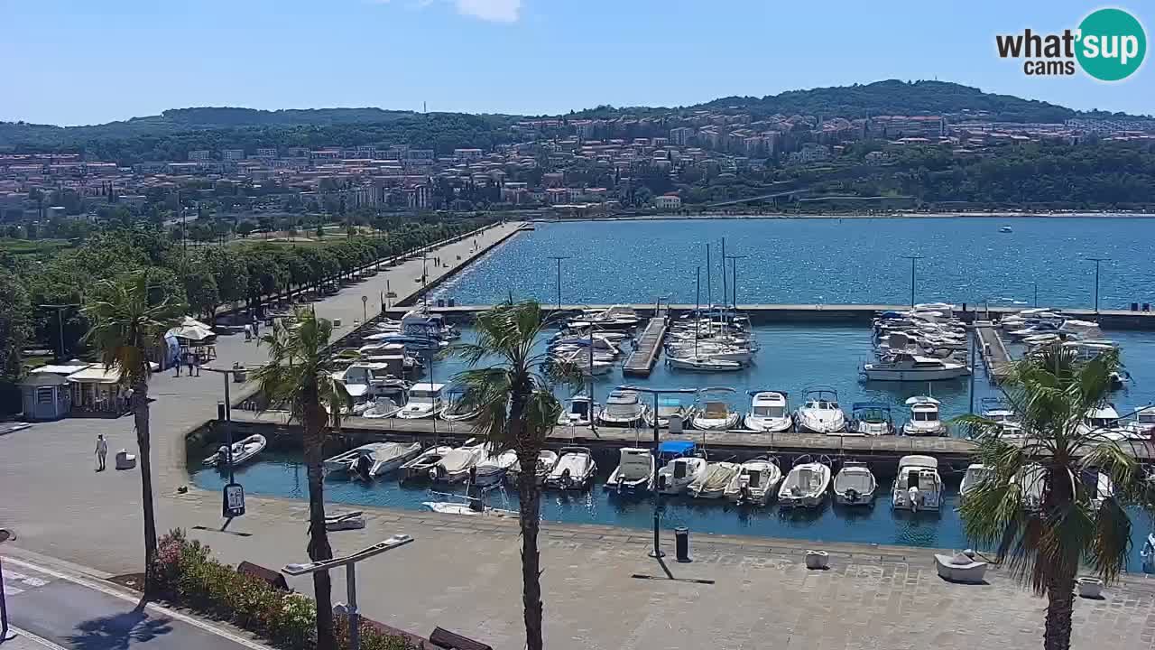 Webcam Koper – Panorama of the marina and promenade from the Grand Hotel Koper