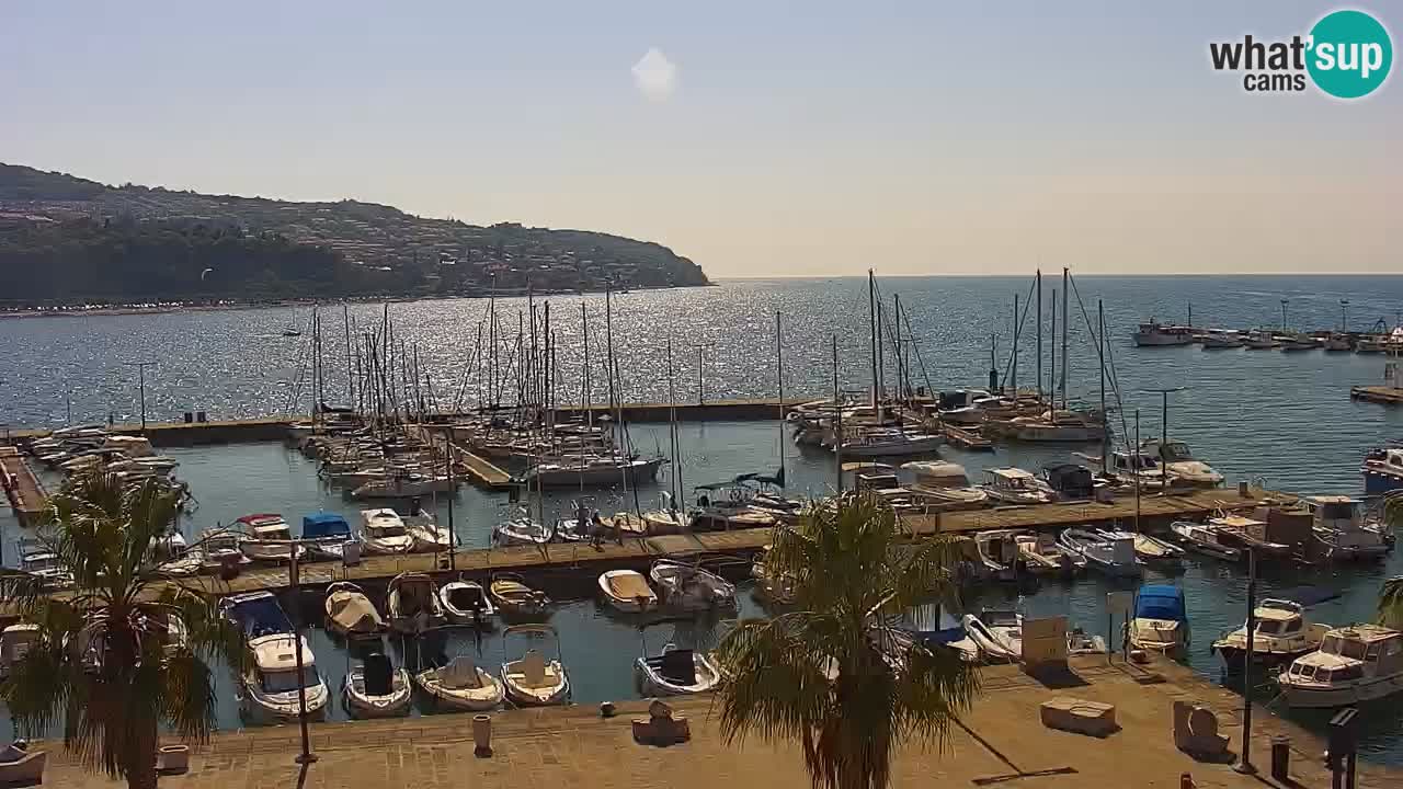 Webcam Koper – Panorama des Jachthafens und der Promenade vom Hotel Grand Koper