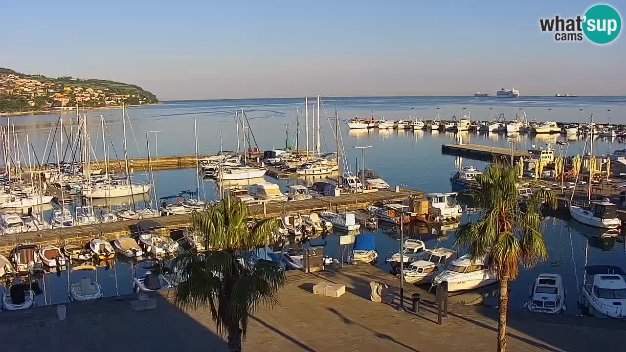 Webcam Koper – Panorama of the marina and promenade from the Grand Hotel Koper