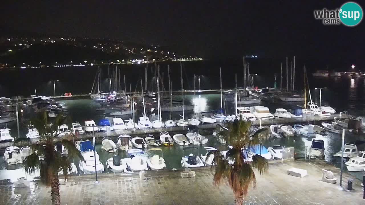 Webcam Koper – Panorama des Jachthafens und der Promenade vom Hotel Grand Koper