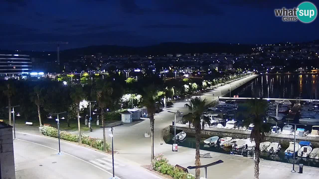 Webcam Koper – Panorama des Jachthafens und der Promenade vom Hotel Grand Koper