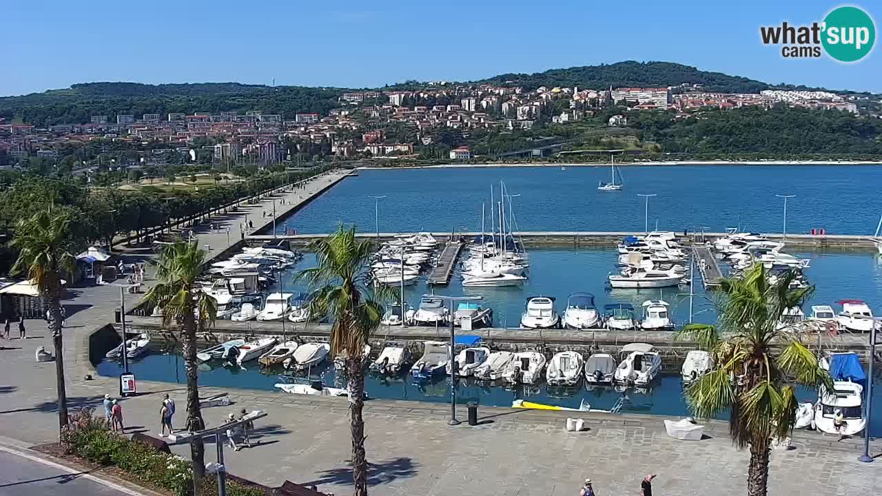 Webcam Koper – Panorama de la marina et de la promenade depuis le Grand Hotel Koper