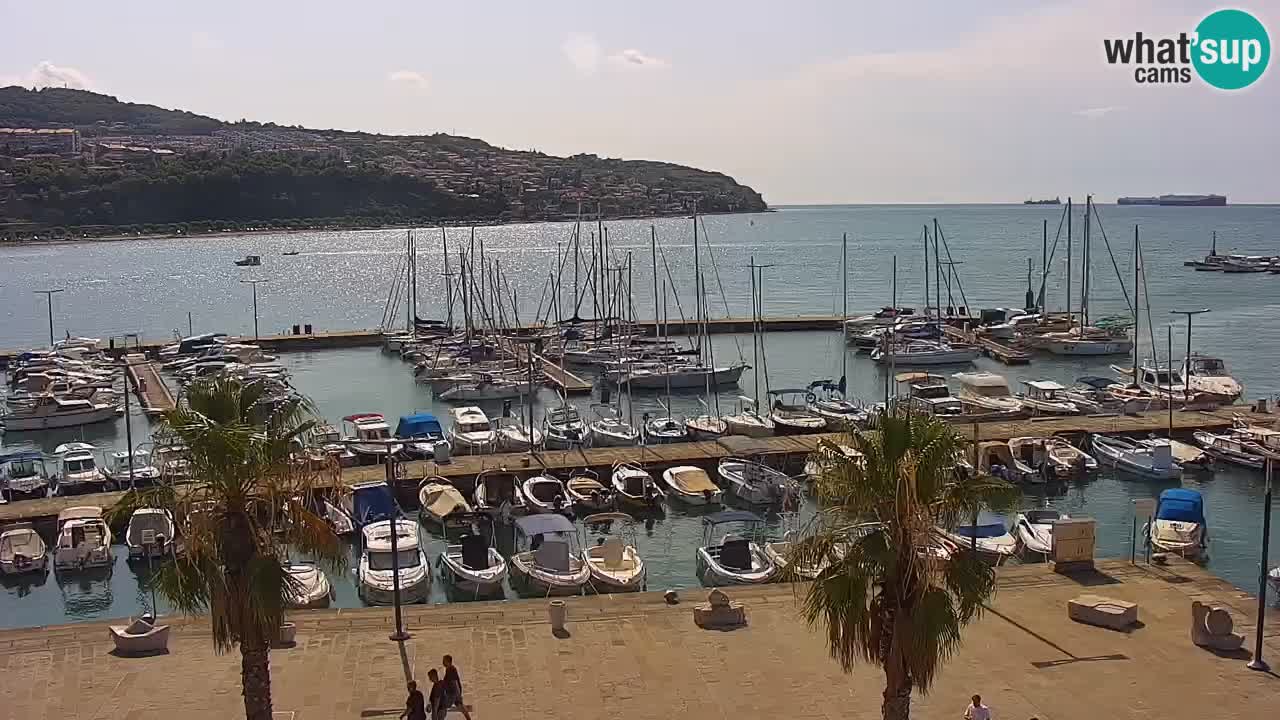 Webcam Koper – Panorama des Jachthafens und der Promenade vom Hotel Grand Koper