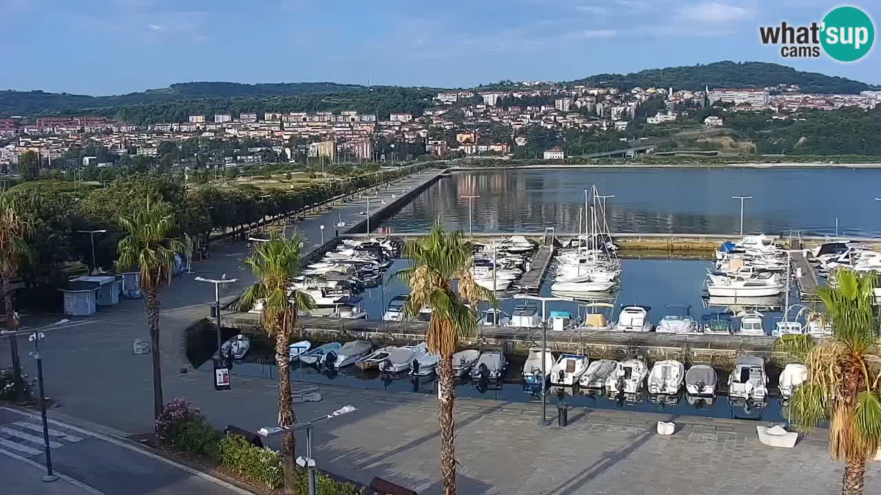 Webcam Koper – Panorama of the marina and promenade from the Grand Hotel Koper