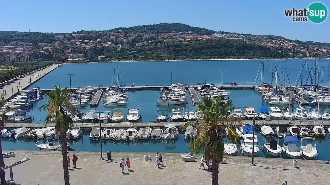 Webcam Koper – Panorama of the marina and promenade from the Grand Hotel Koper